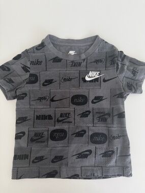 Nike Gray All-Over Logo Short Sleeve Tee
